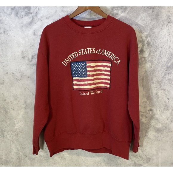 SJB Sport Other - Vintage USA Flag Sweatshirt Patriotic American Red Cotton Blend L G2